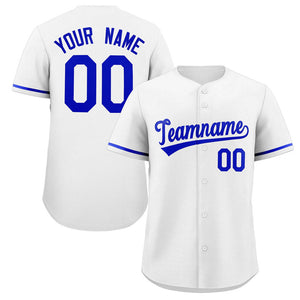 Maillot de baseball authentique de style classique royal blanc personnalisé