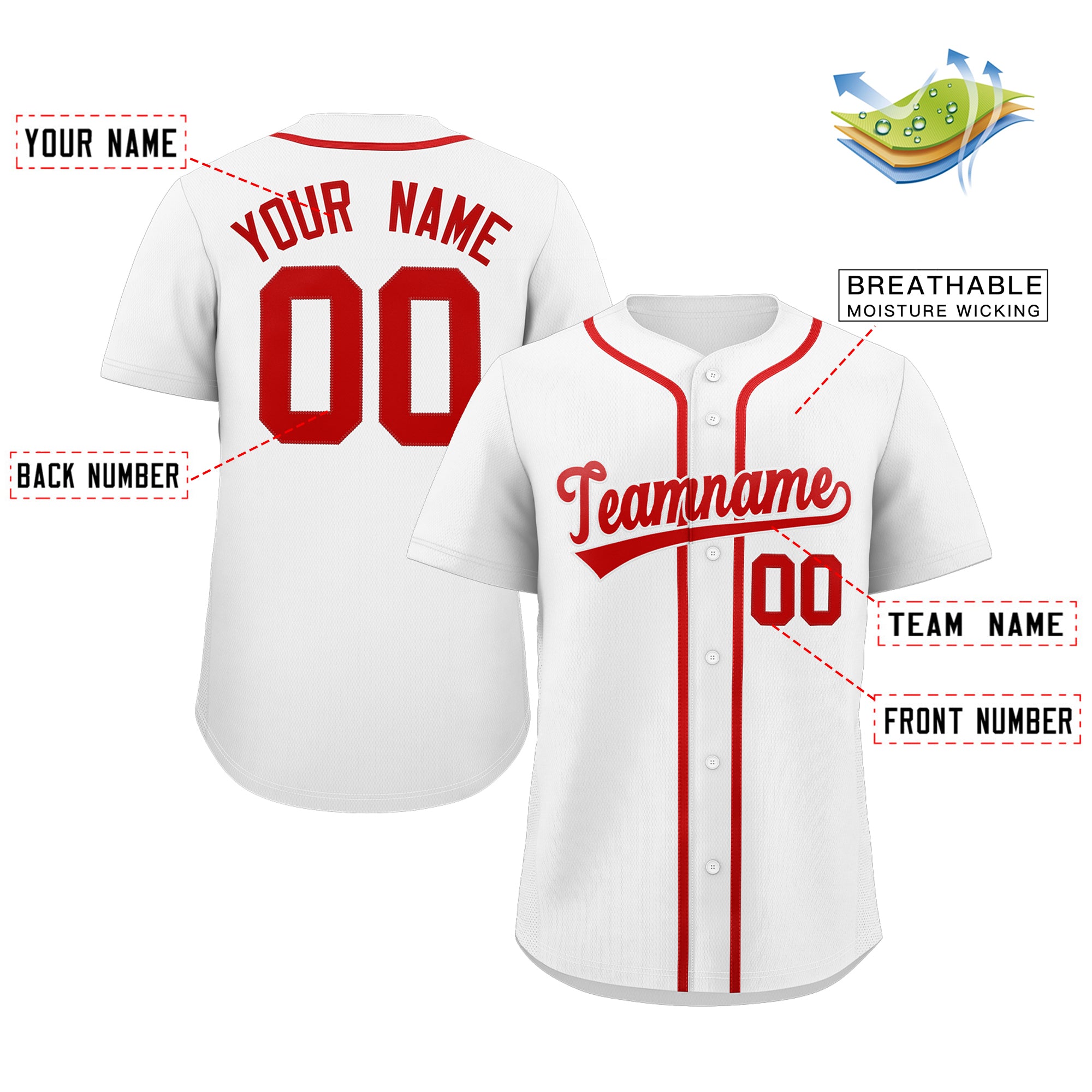 Maillot de baseball authentique de style classique de soldat blanc et rouge personnalisé