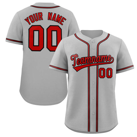 Custom Gray Red-Black Classic Style Authentic Baseball Jersey