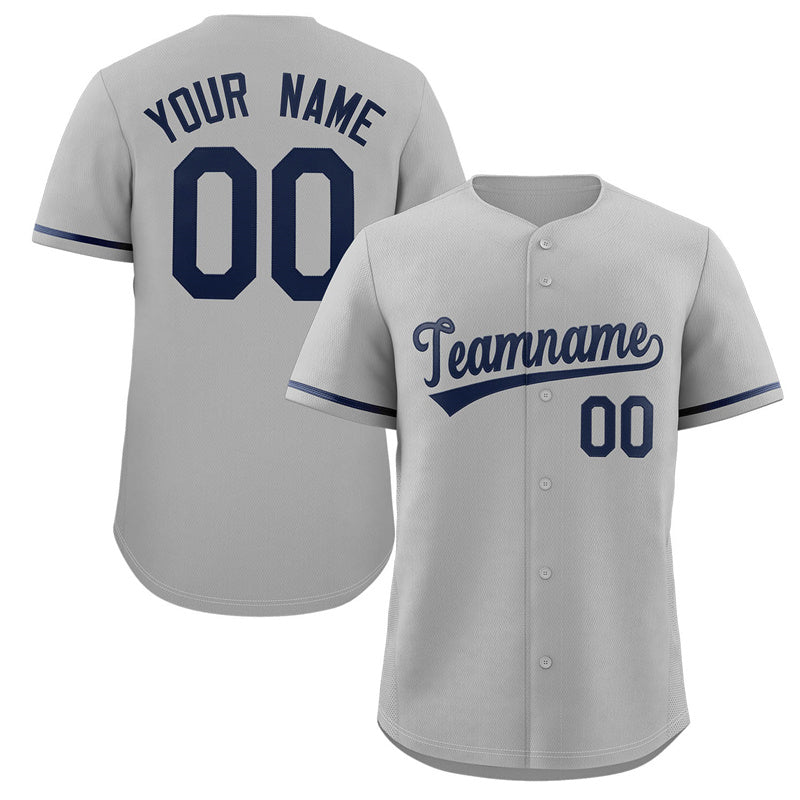 Custom Gray Navy Solider Classic Style Authentic Baseball Jersey