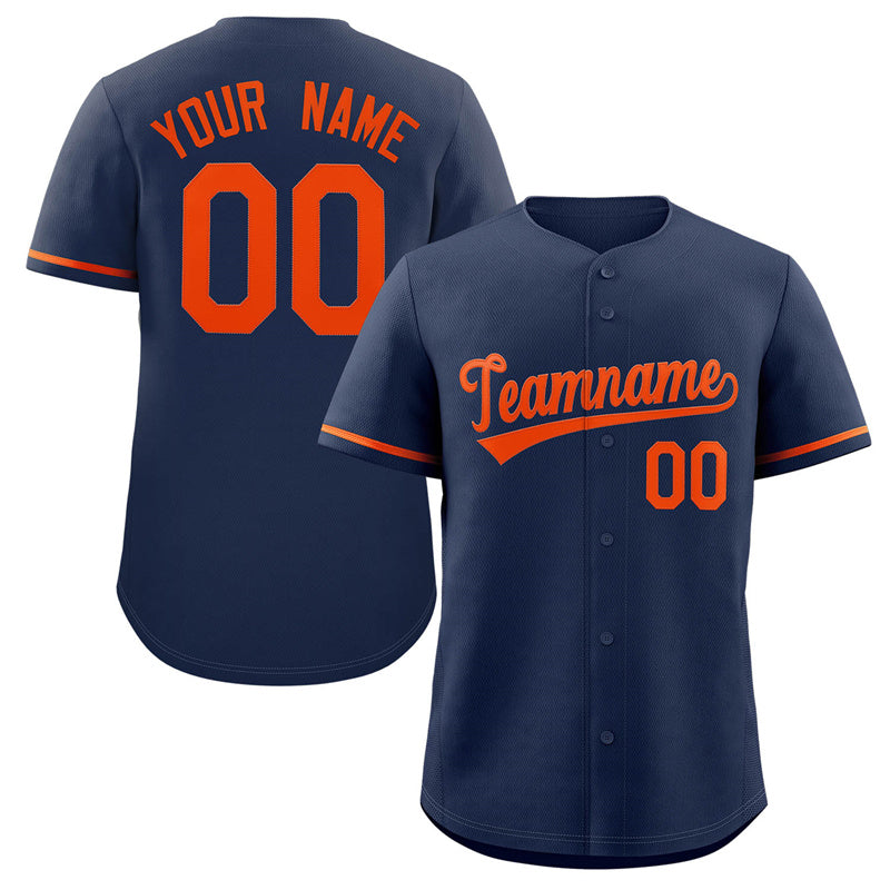 Custom Navy Orange Solider Classic Style Authentic Baseball Jersey