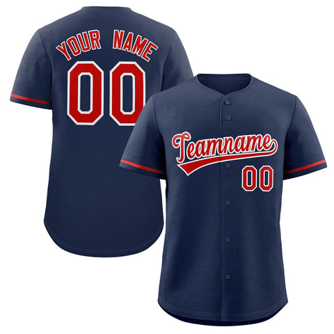 Custom Navy Red-White Solider Classic Style Authentic Baseball Jersey