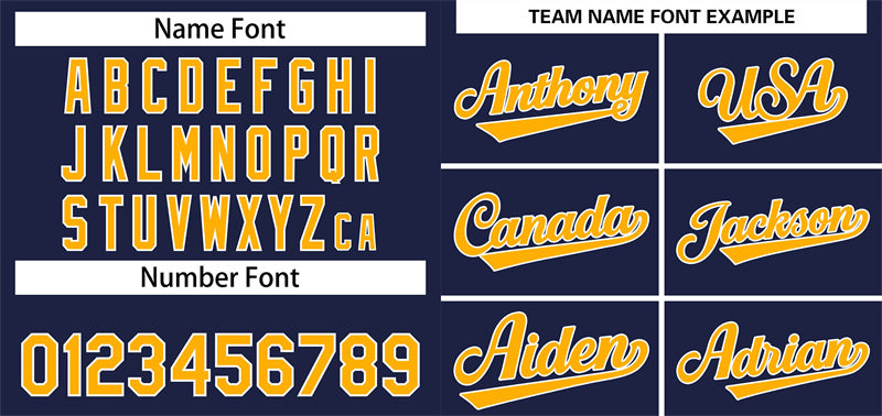 Custom Navy Yellow-White Classic Style Authentic Baseball Jersey