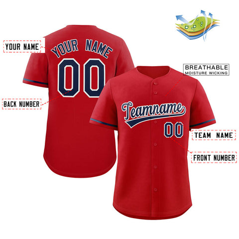 Custom Red Navy-White Solider Classic Style Authentic Baseball Jersey