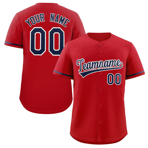 Custom Red Navy-White Solider Classic Style Authentic Baseball Jersey