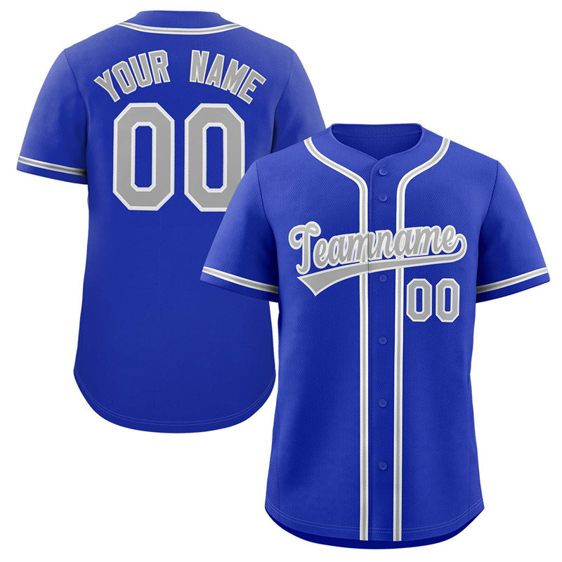 Custom Royal Gray-White Classic Style Authentic Baseball Jersey