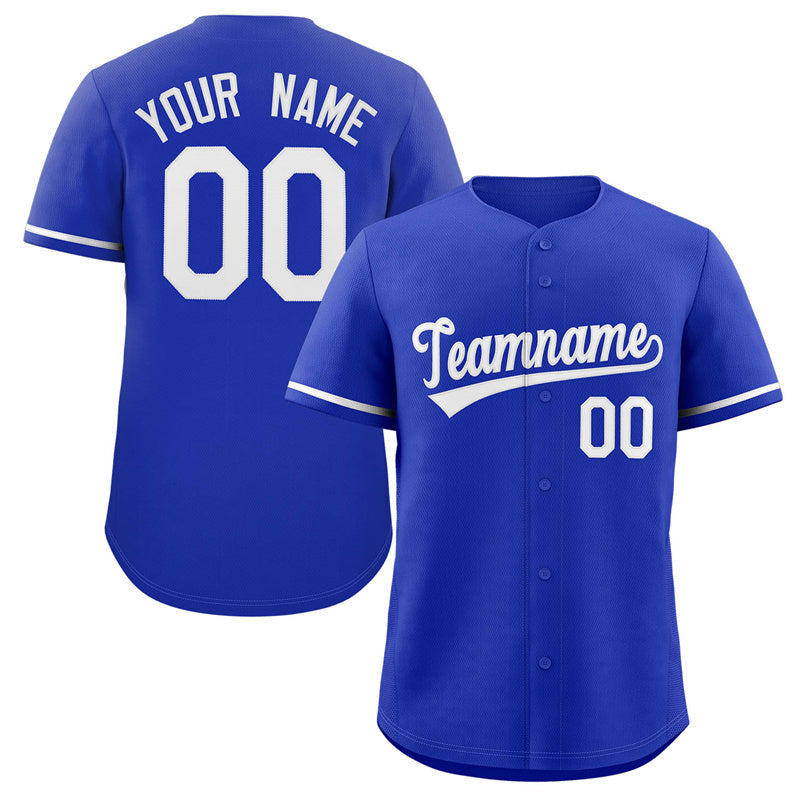 Maillot de baseball authentique de style classique Royal White personnalisé