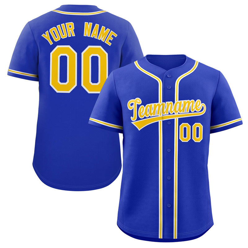 Custom Royal Gold-White Classic Style Authentic Baseball Jersey