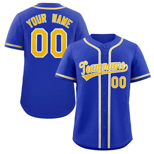 Maillot de baseball authentique de style classique Royal Gold-White personnalisé