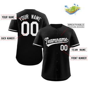 Custom Black White Classic Style Authentic Baseball Jersey