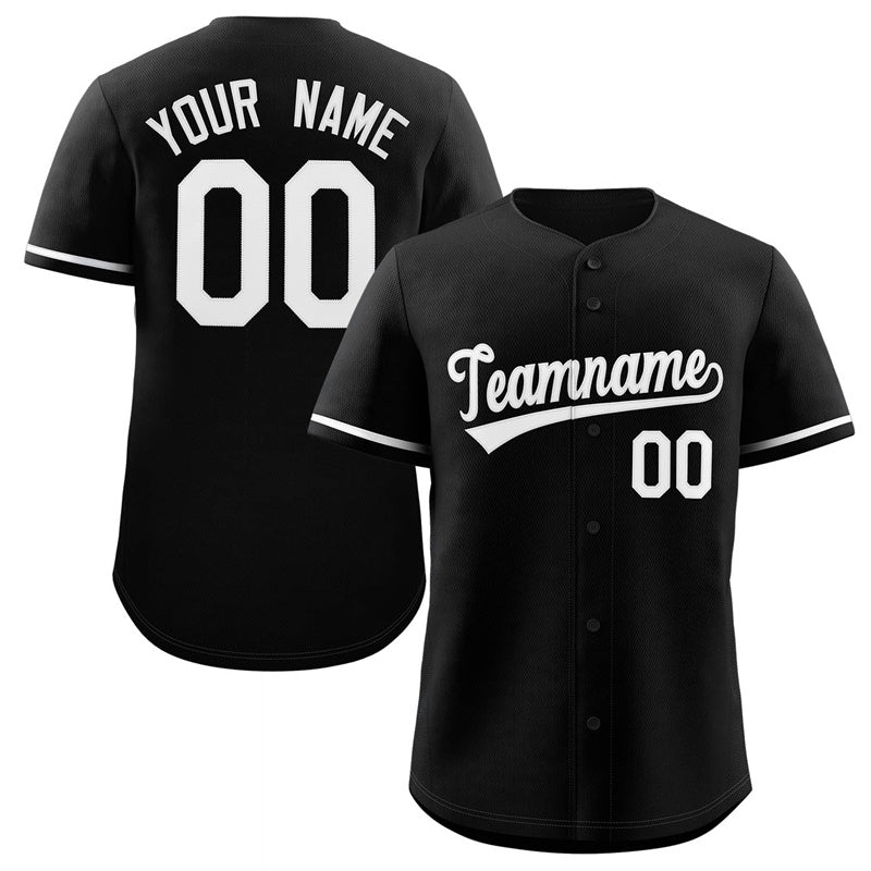 Maillot de baseball authentique de style classique noir et blanc personnalisé