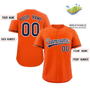 Custom Orange Navy-White Classic Style Authentic Baseball Jersey