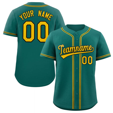Custom Teal Yellow-Black Classic Style Authentic Baseball Jersey
