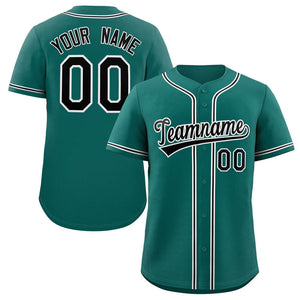 Custom Teal Black-White Classic Style Authentic Baseball Jersey