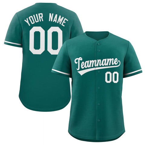 Custom Teal White Classic Style Authentic Baseball Jersey