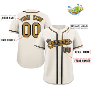 Custom Cream Old Gold-Black Classic Style Authentic Baseball Jersey