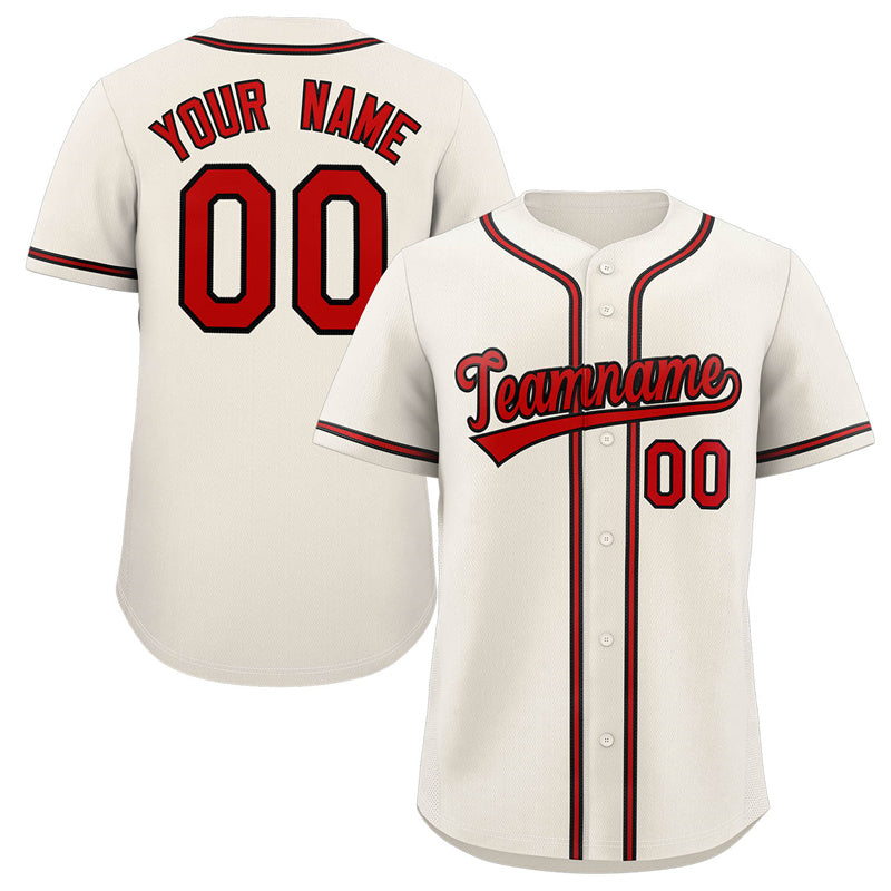 Custom Cream Red-Black Classic Style Authentic Baseball Jersey