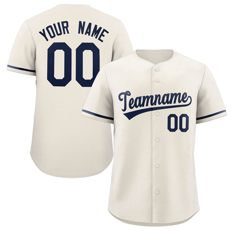 Maillot de baseball authentique de style classique bleu marine crème personnalisé