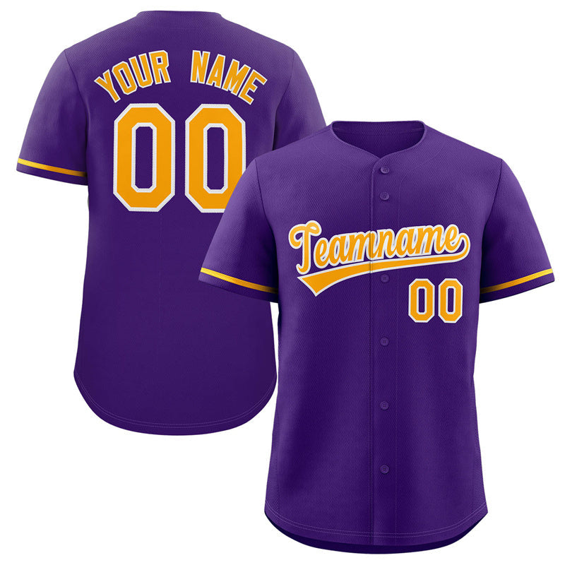 Custom Purple Yellow-White Classic Style Authentic Baseball Jersey