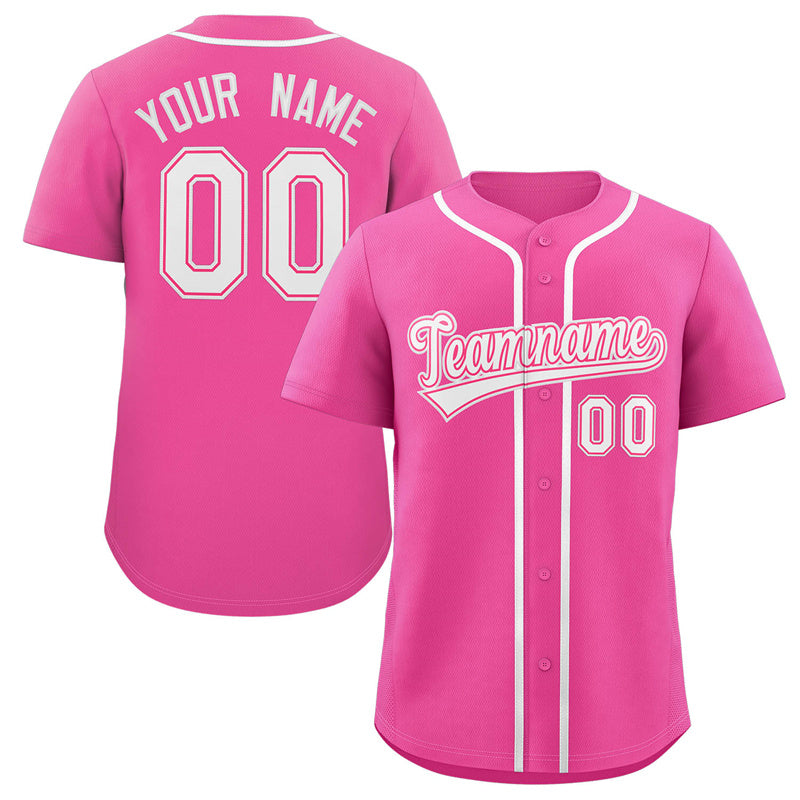 Maillot de baseball authentique de style classique rose blanc-rose personnalisé