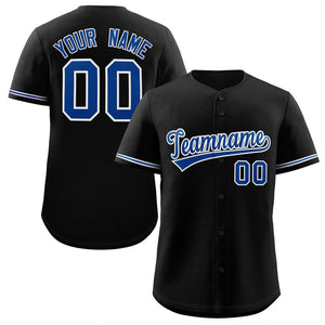 Maillot de baseball authentique de style classique noir royal-blanc personnalisé