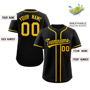 Maillot de baseball authentique de style classique jaune noir personnalisé