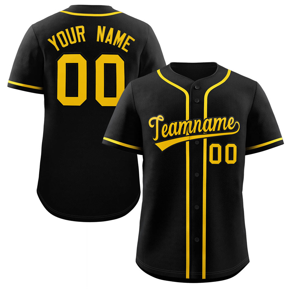 Maillot de baseball authentique de style classique jaune noir personnalisé