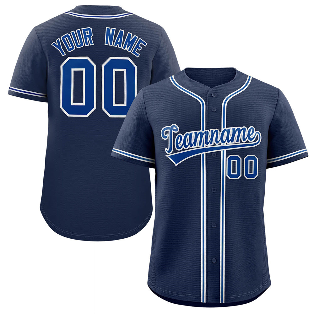 Maillot de baseball authentique de style classique bleu marine personnalisé gris royal