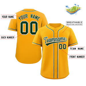 Custom Yellow Green-White Classic Style Authentic Baseball Jersey