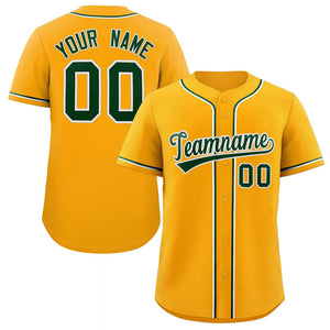 Custom Yellow Green-White Classic Style Authentic Baseball Jersey