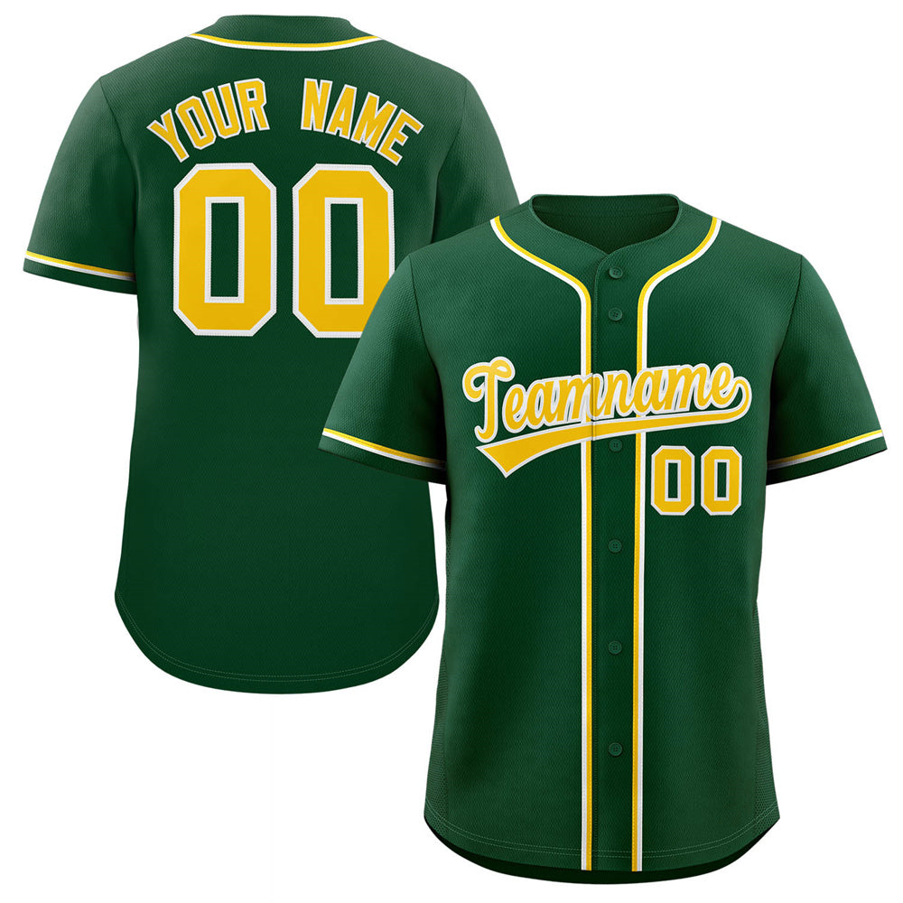 Custom Green Gold-White Classic Style Authentic Baseball Jersey