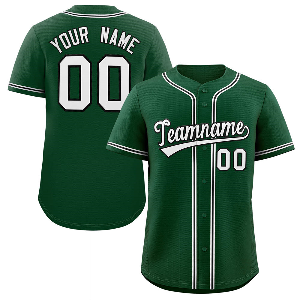 Maillot de baseball authentique de style classique vert blanc-noir personnalisé