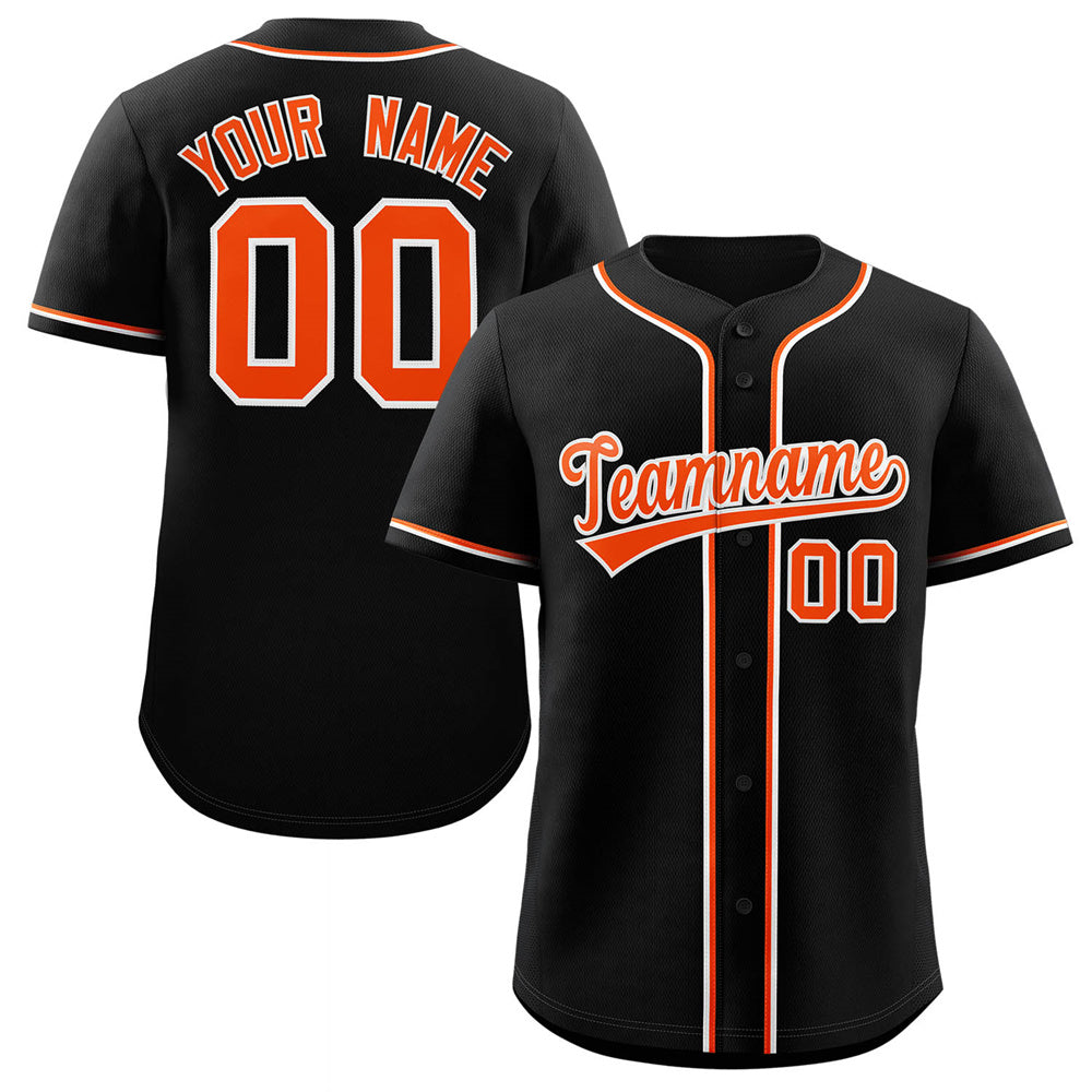 Maillot de baseball authentique de style classique noir orange-blanc personnalisé