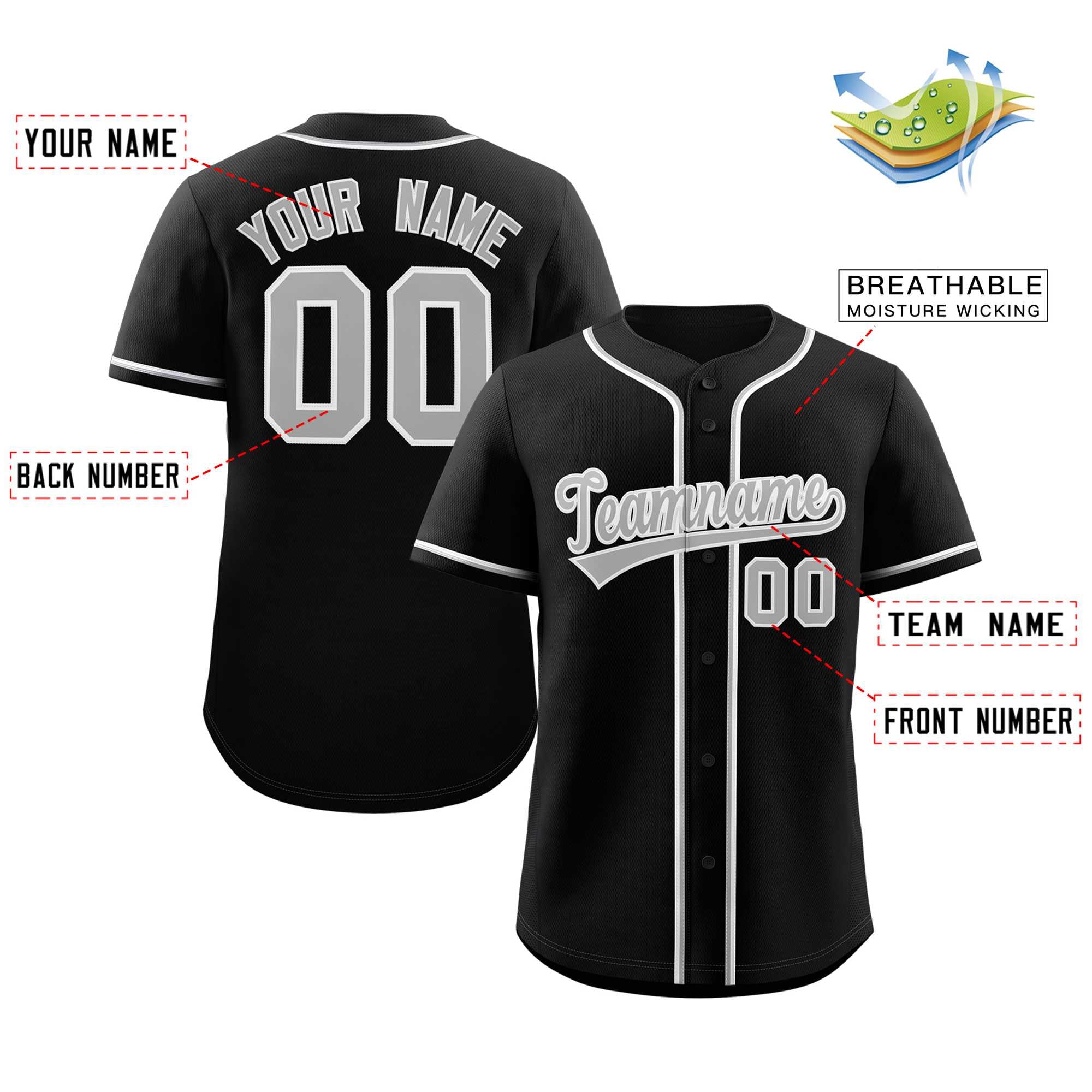 black and grey baseball jersey