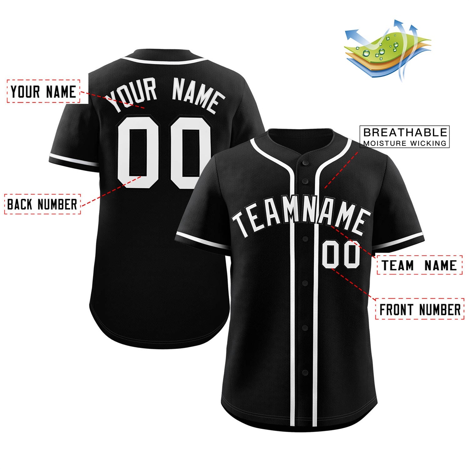 Custom Black White Classic Style Authentic Baseball Jersey