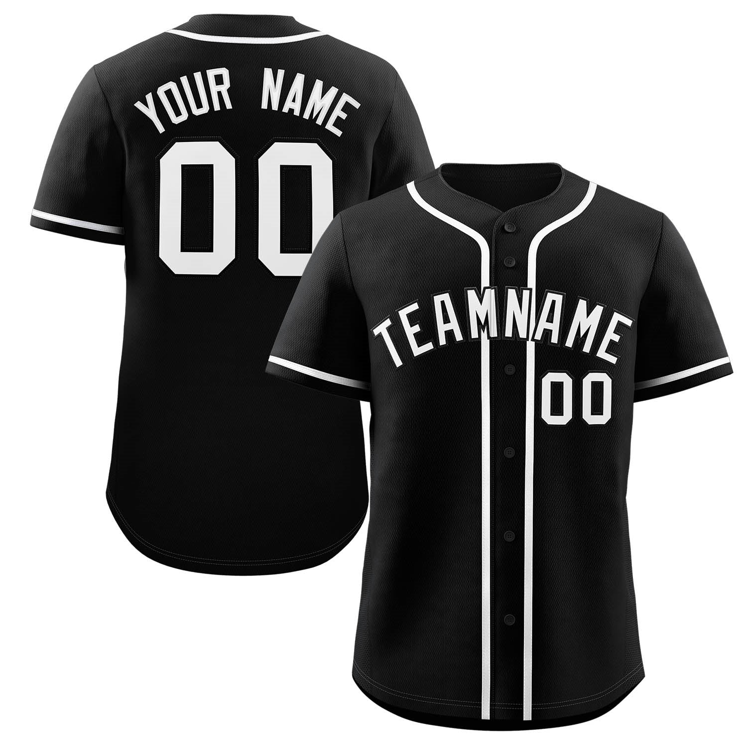 Maillot de baseball authentique de style classique noir et blanc personnalisé