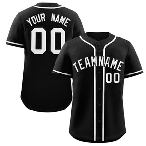 Maillot de baseball authentique de style classique noir et blanc personnalisé