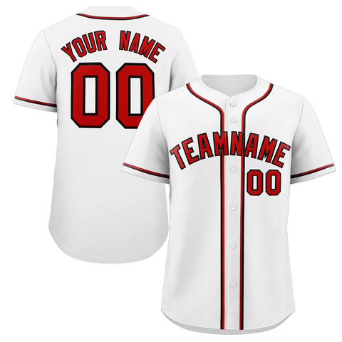 Custom White Red-Black Classic Style Authentic Baseball Jersey