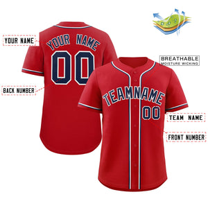 Custom Red Navy-White Classic Style Authentic Baseball Jersey