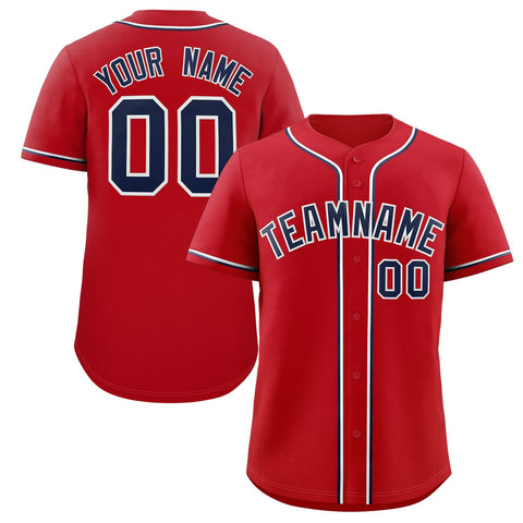 Custom Red Navy-White Classic Style Authentic Baseball Jersey