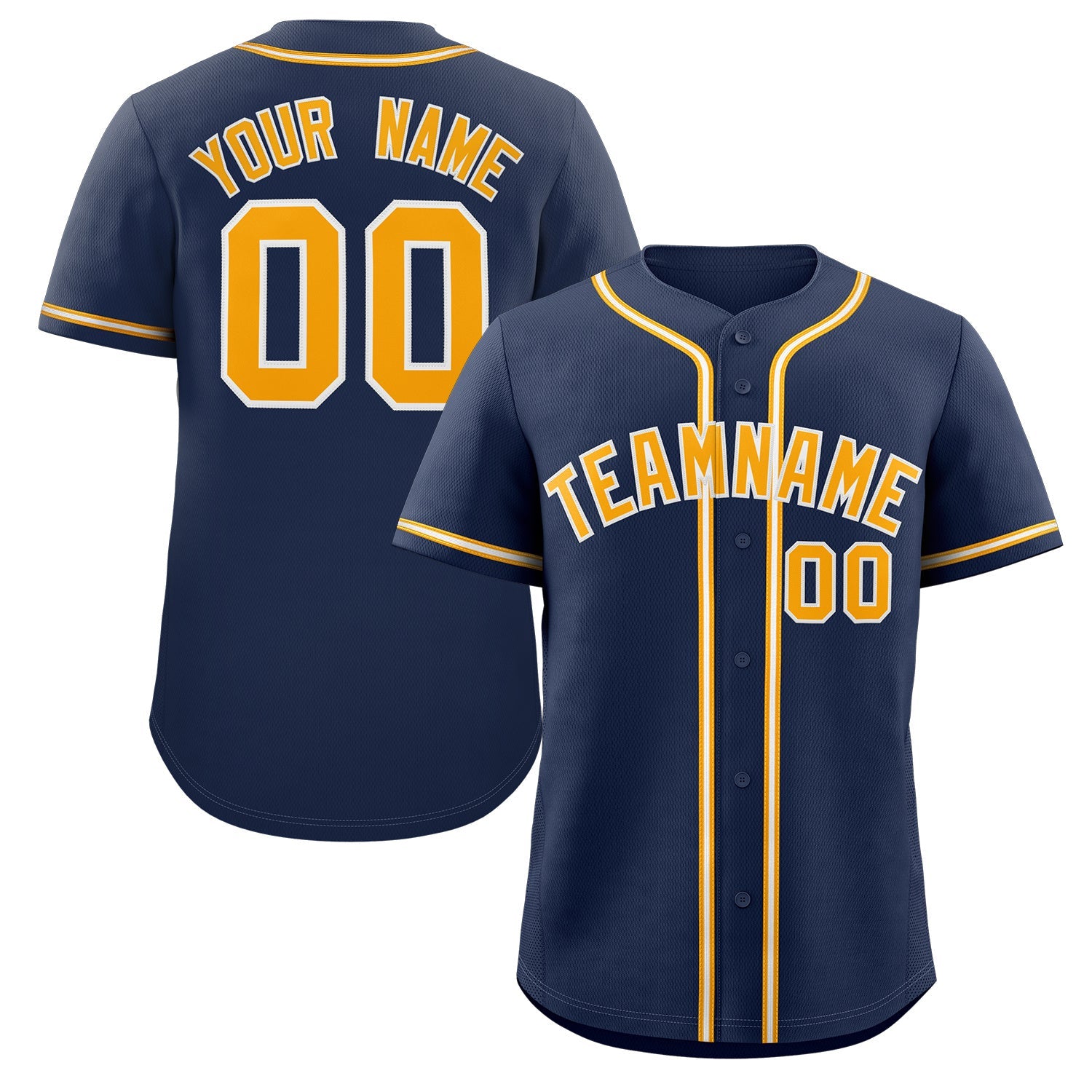 Custom Navy Yellow-White Classic Style Authentic Baseball Jersey