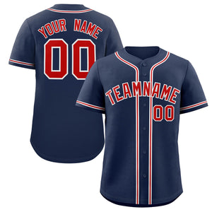 Custom Navy Red-White Classic Style Authentic Baseball Jersey