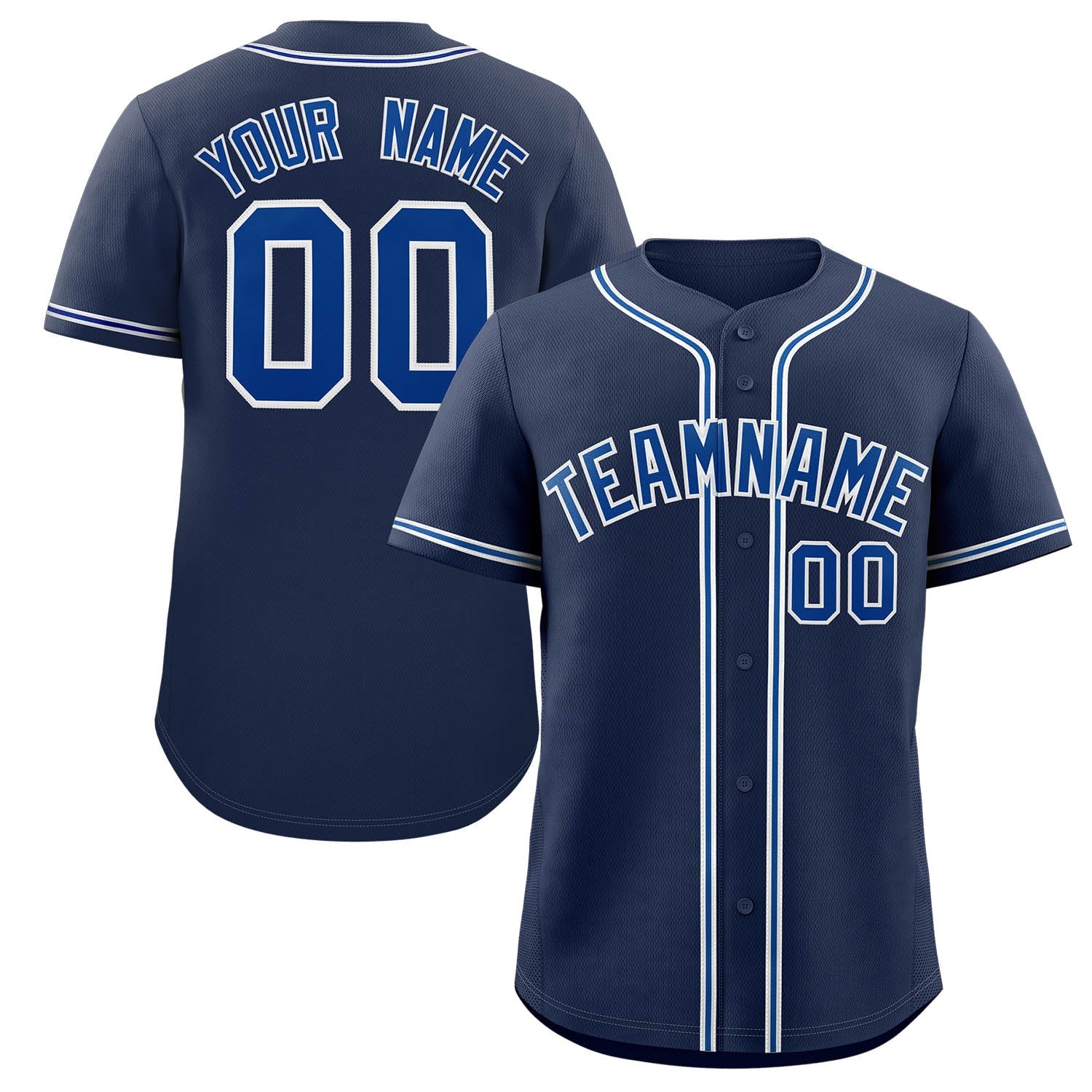 Custom Navy Royal-White Classic Style Authentic Baseball Jersey