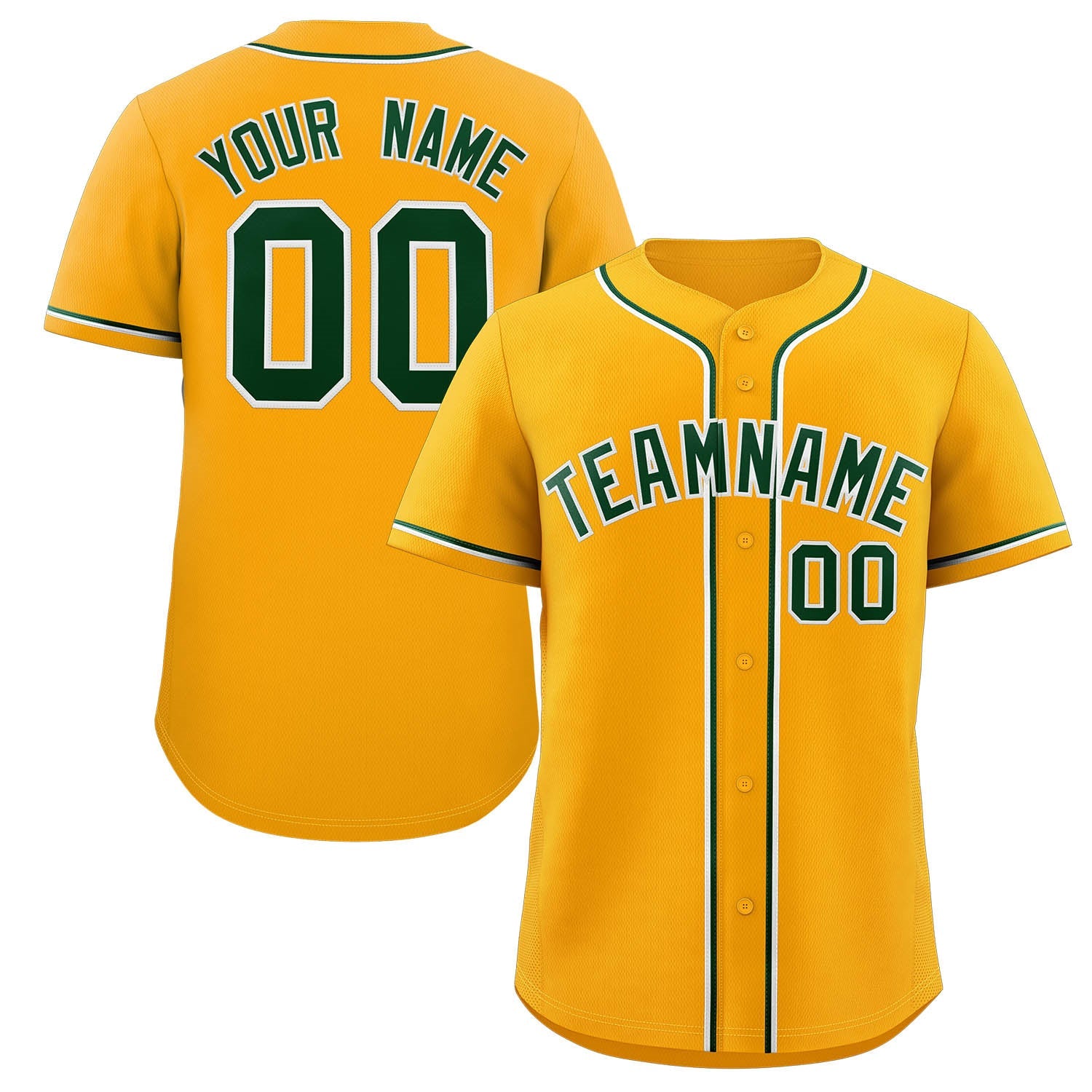 Custom Yellow Green-White Classic Style Authentic Baseball Jersey