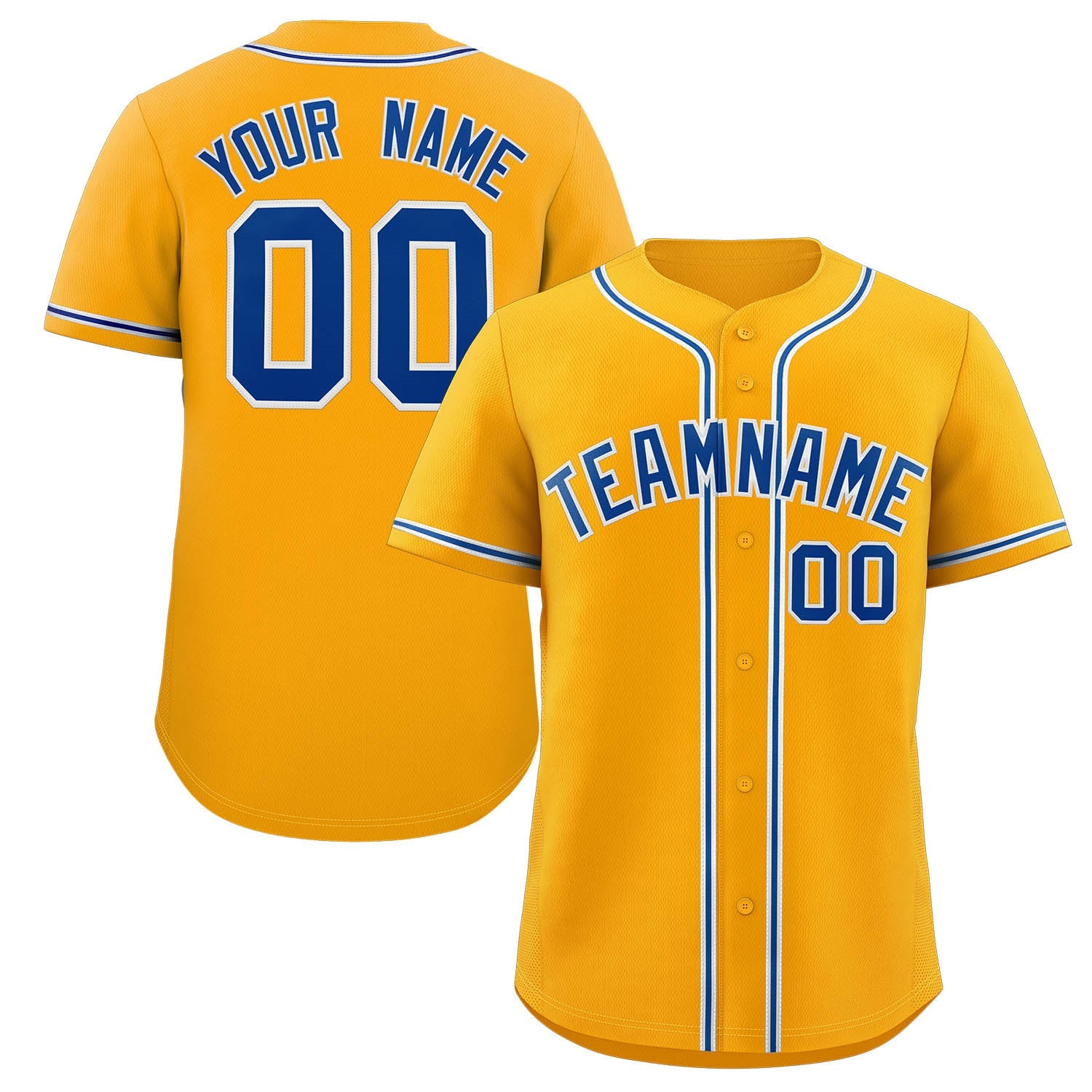 Custom Yellow Royal-White Classic Style Authentic Baseball Jersey