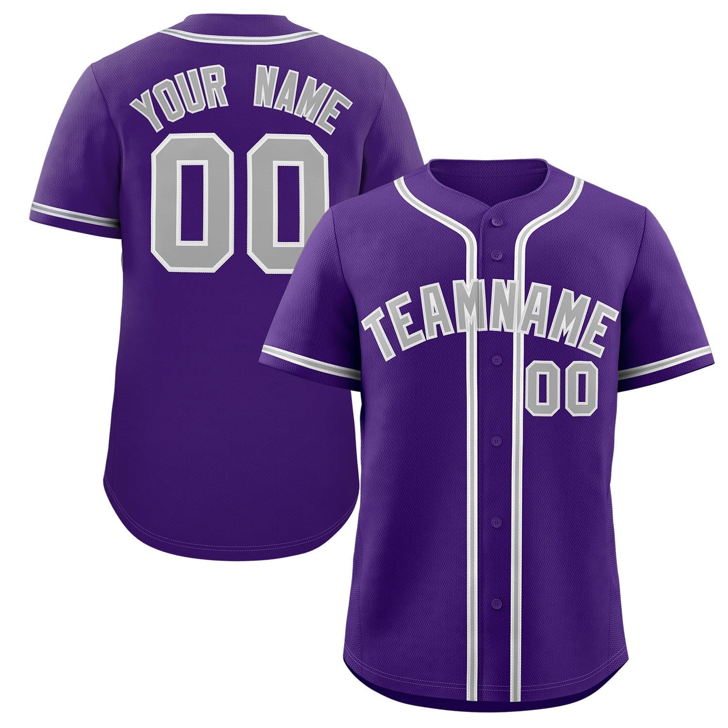 Maillot de baseball authentique de style classique violet gris-blanc personnalisé