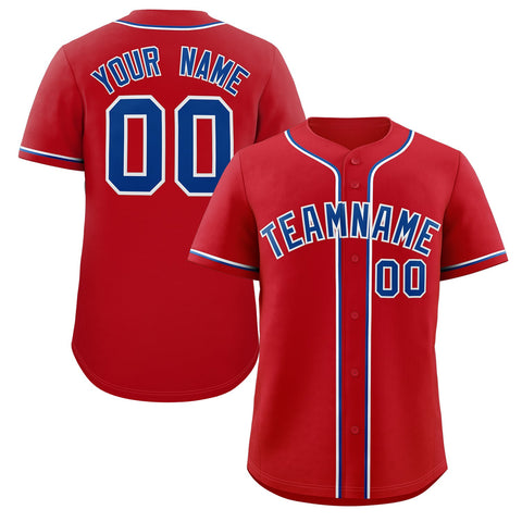 Custom Red Royal-White Classic Style Authentic Baseball Jersey