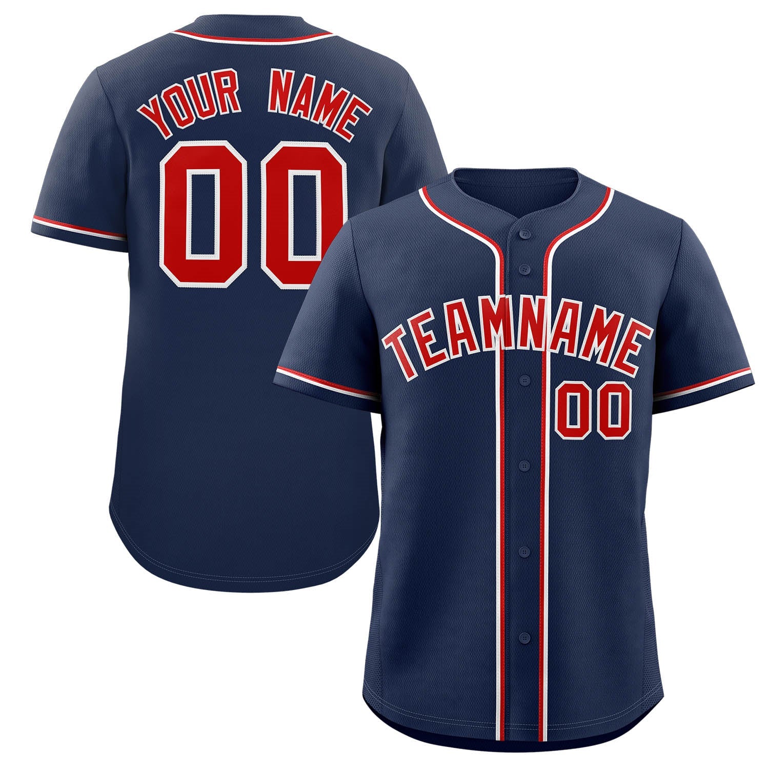 Custom Navy Red-White Classic Style Authentic Baseball Jersey