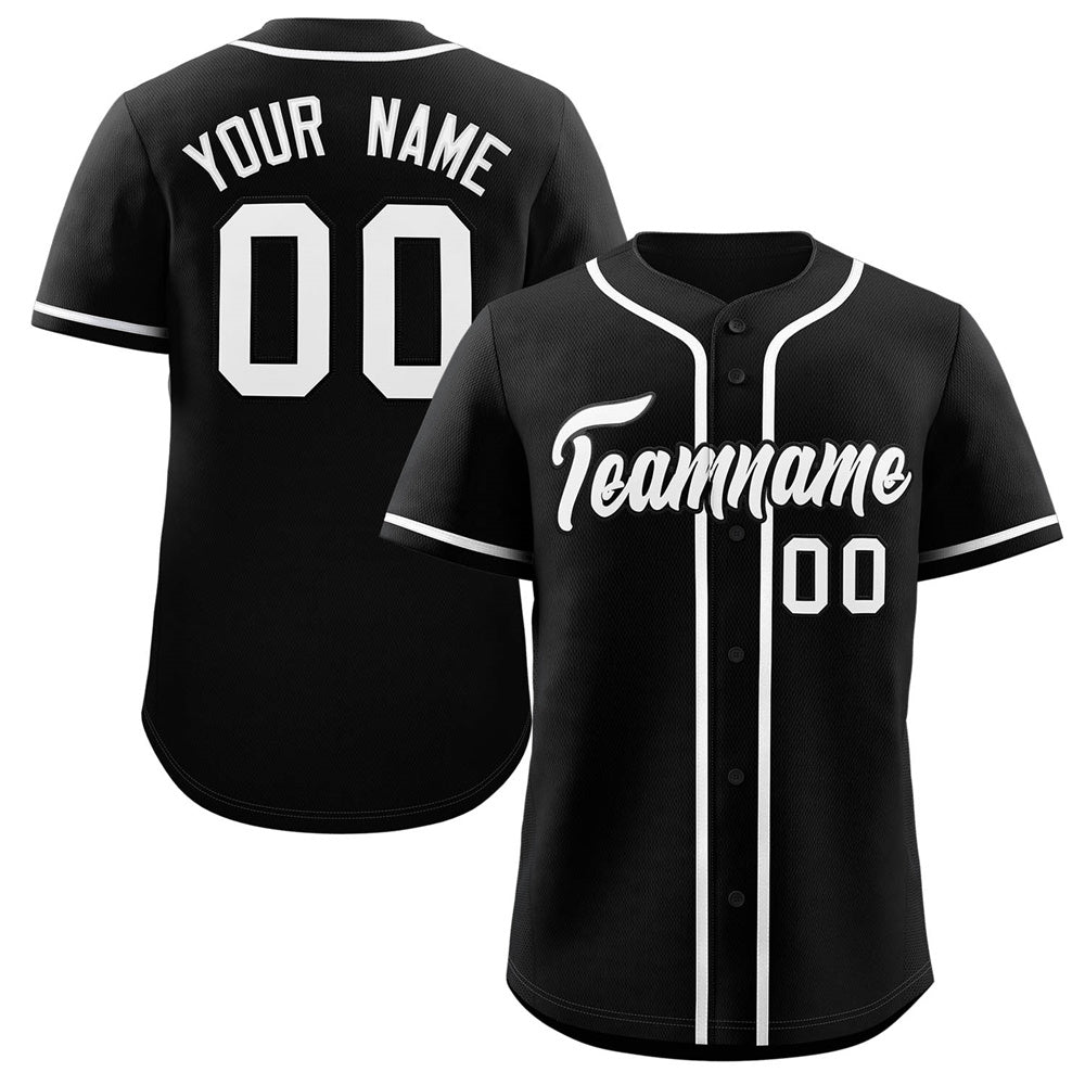 Maillot de baseball authentique de style classique noir et blanc personnalisé