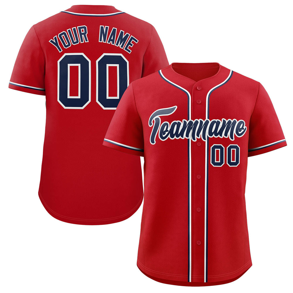 Custom Red Navy-White Classic Style Authentic Baseball Jersey